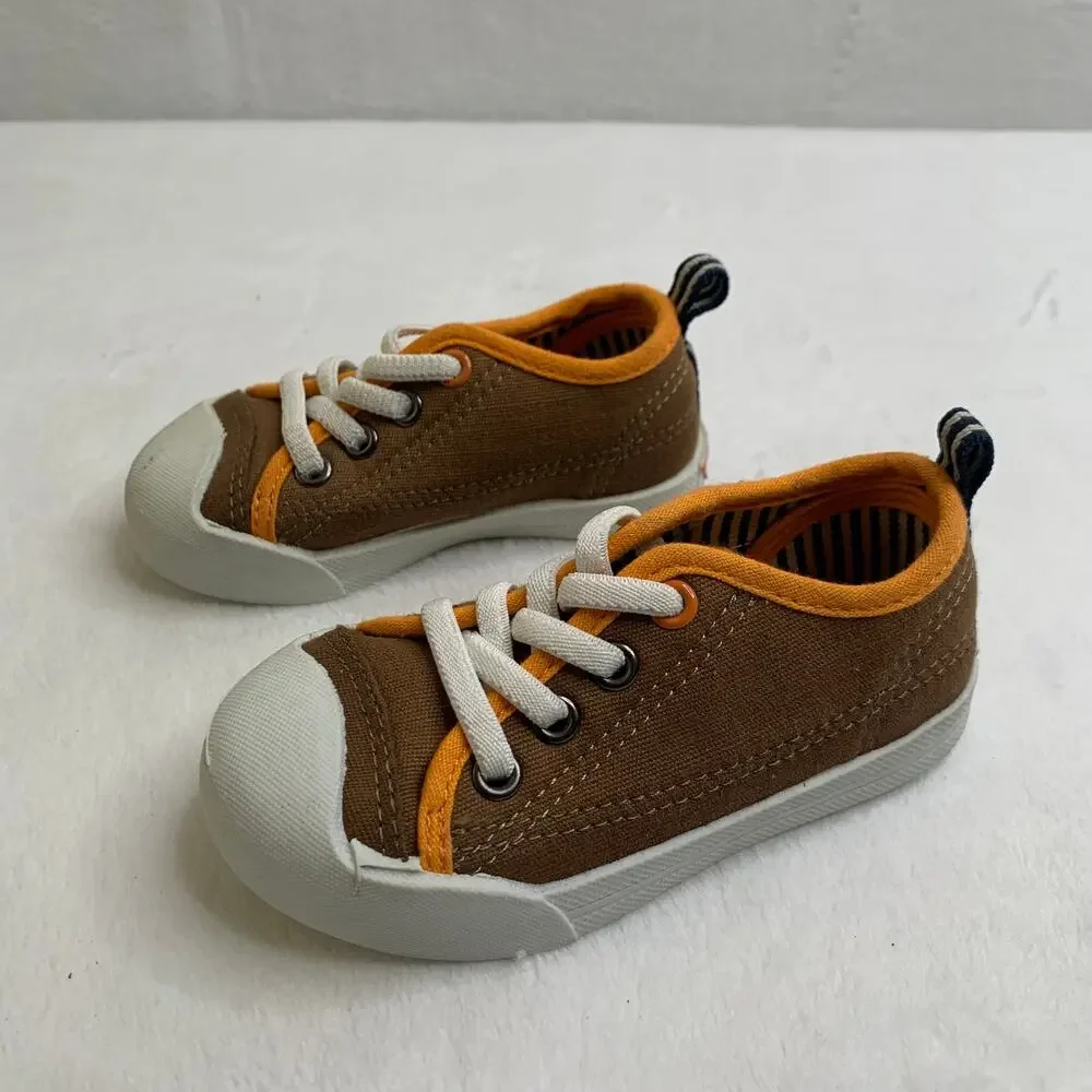 Osh Kosh Boys Unisex 6M Brown Mustard Sneakers Lace Up Walking Shoes